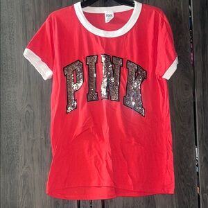 Y2K Women’s Pink Victorias Secret Red T Shirt Size Large